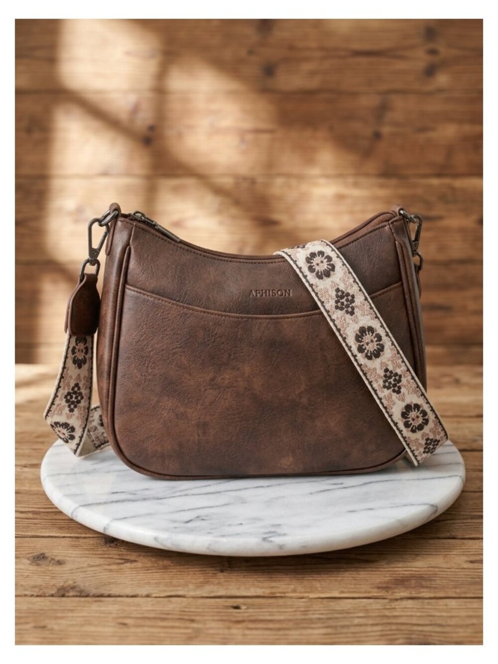 Vegan Leather Crossbody Purse Adjustable Strap Multi-Pocket Organizer